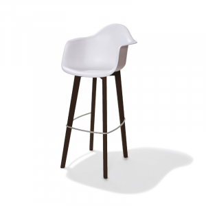 Tabouret de Bar Keeve avec Accoudoirs - Blanc avec Pieds Foncés VEBA - 1