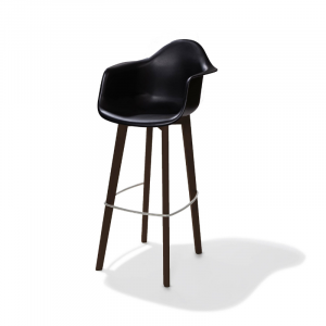 Tabouret de Bar Keeve avec Accoudoirs - Noir avec Pieds Foncés VEBA - 1
