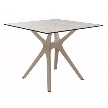 Table en Verre Trempé à Pied Sable - 90 x 90 cm Resol - 1 Table en Verre Trempé à Pied Sable - 90 x 90 cm Resol - 1