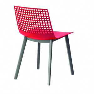 Chaise Click Wire à Pieds Rouges - Gris Foncé - Lot de 2 Resol - 1