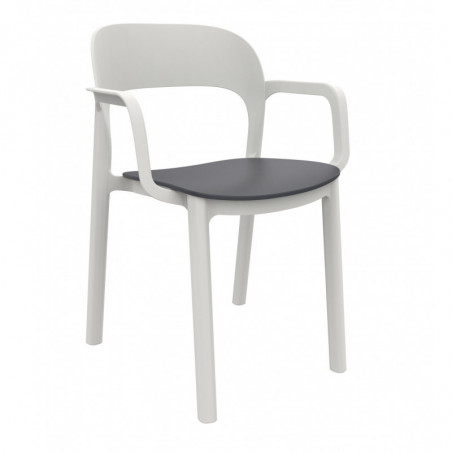 Fauteuil Ona à Assise Gris Foncé - Blanc - Lot de 4 Garbar - 1 Fauteuil Ona à Assise Gris Foncé - Blanc - Lot de 4 Garbar - 1