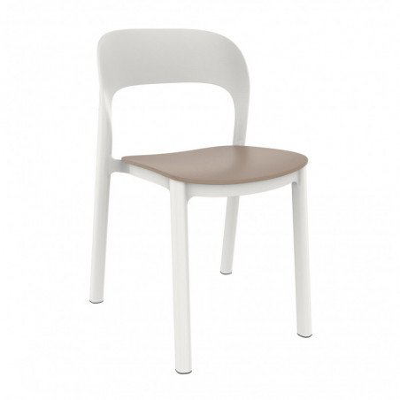 Chaise Ona à Assise Sable - Blanc - Lot de 4 Garbar - 1 Chaise Ona à Assise Sable - Blanc - Lot de 4 Garbar - 1