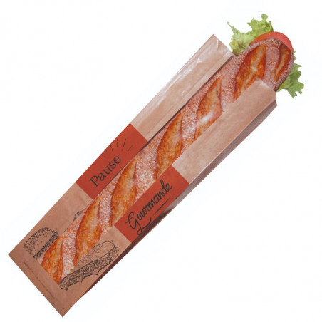 Sac Sandwich avec Fenêtre "Pause Gourmande" - Lot de 1000 FourniResto - 1 Sac Sandwich avec Fenêtre "Pause Gourmande" - Lot de 1000 FourniResto - 1