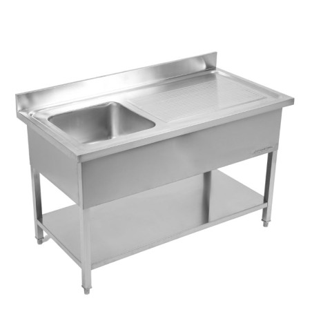 Plonge 1 Bac avec Dosseret et Etagère - L 1200 x P 600 mm Plonge 1 Bac avec Dosseret et Etagère - L 1200 x P 600 mm